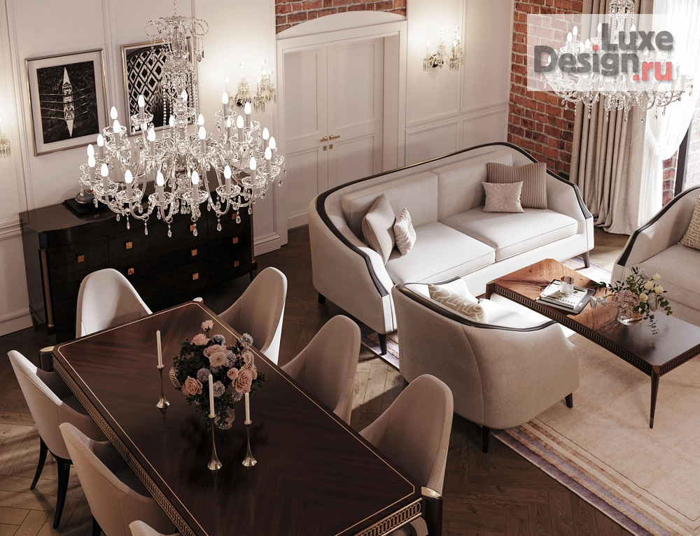 Дизайн интерьера апартаментов "Софийская набережная, Резиденция 1864, исторические кирпичные своды" (фото 7) от дизайнера Телегина Светлана Дизайн интерьера апартаментов "Софийская набережная, Резиденция 1864, исторические кирпичные своды" (фото 7)