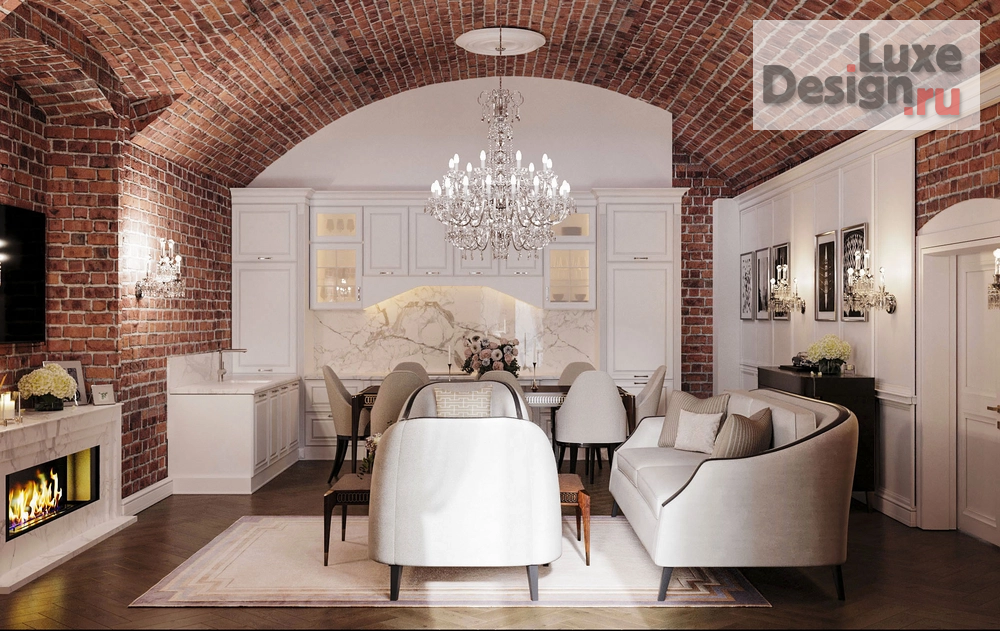 Дизайн интерьера апартаментов "Софийская набережная, Резиденция 1864, исторические кирпичные своды" (фото 10) от дизайнера Телегина Светлана Дизайн интерьера апартаментов "Софийская набережная, Резиденция 1864, исторические кирпичные своды" (фото 10)