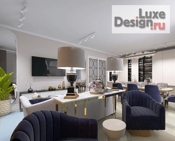 Дизайн интерьера четырехкомнатной квартиры "Кухня-гостиная в 4-к квартире ЖК “LIFE-Кутузовский" (фото 6)
