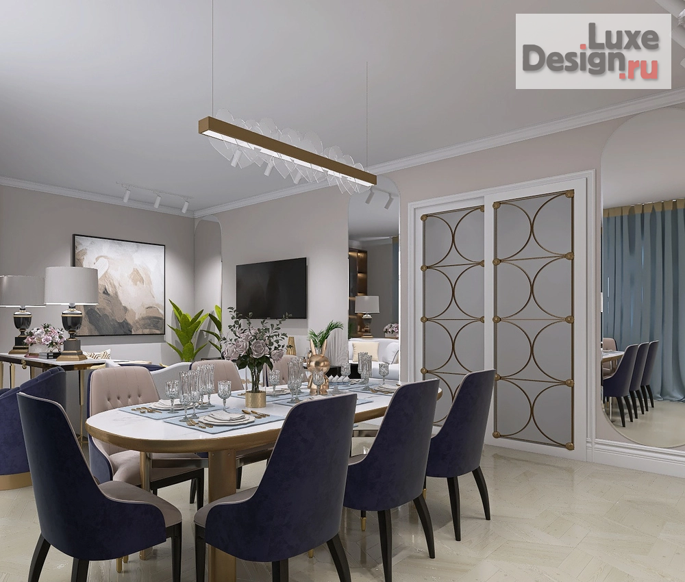 Дизайн интерьера четырехкомнатной квартиры "Кухня-гостиная в 4-к квартире ЖК “LIFE-Кутузовский" (фото 5) от дизайнера Телегина Светлана Дизайн интерьера четырехкомнатной квартиры "Кухня-гостиная в 4-к квартире ЖК “LIFE-Кутузовский" (фото 5)