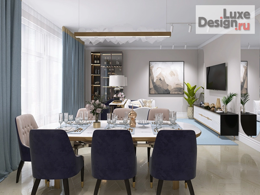 Дизайн интерьера четырехкомнатной квартиры "Кухня-гостиная в 4-к квартире ЖК “LIFE-Кутузовский" (фото 3) от дизайнера Телегина Светлана Дизайн интерьера четырехкомнатной квартиры "Кухня-гостиная в 4-к квартире ЖК “LIFE-Кутузовский" (фото 3)