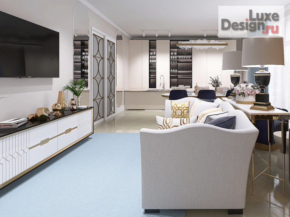 Дизайн интерьера четырехкомнатной квартиры "Кухня-гостиная в 4-к квартире ЖК “LIFE-Кутузовский" (фото 4) от дизайнера Телегина Светлана Дизайн интерьера четырехкомнатной квартиры "Кухня-гостиная в 4-к квартире ЖК “LIFE-Кутузовский" (фото 4)