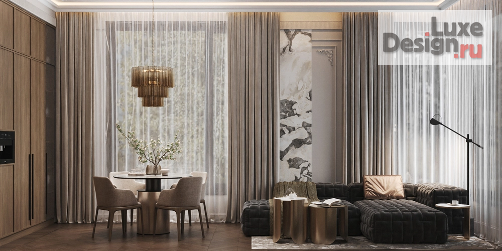 Дизайн интерьера квартиры "Дизайн - проект гостиной в ЖК Foriver / Форивер" (фото 2)