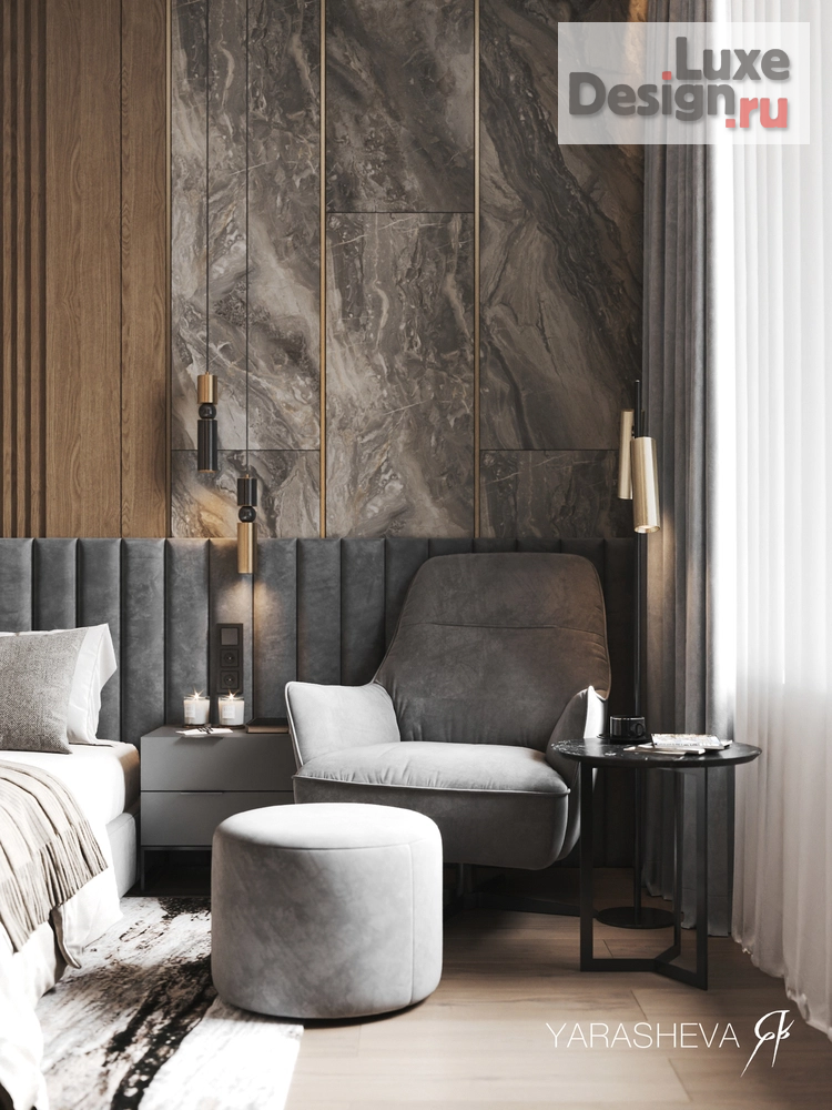 Дизайн интерьера спальни "Дизайн интерьера мастер спальни в ЖК Кутузовград от Yarasheva Studio Design Interior" (фото 2)