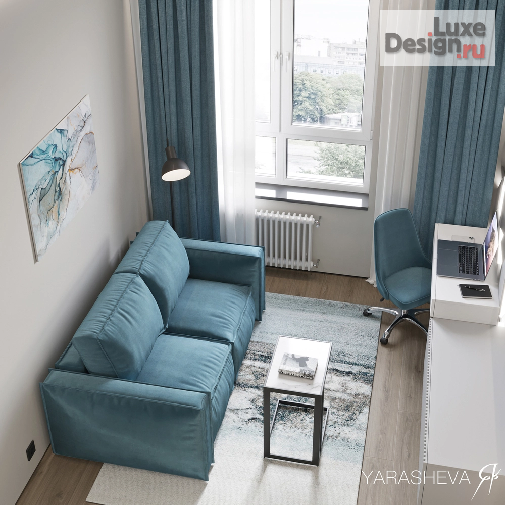 Дизайн интерьера кабинета "Дизайн интерьера кабинета в ЖК Fresh (Фреш) от Yarasheva Studio Design" (фото 1)
