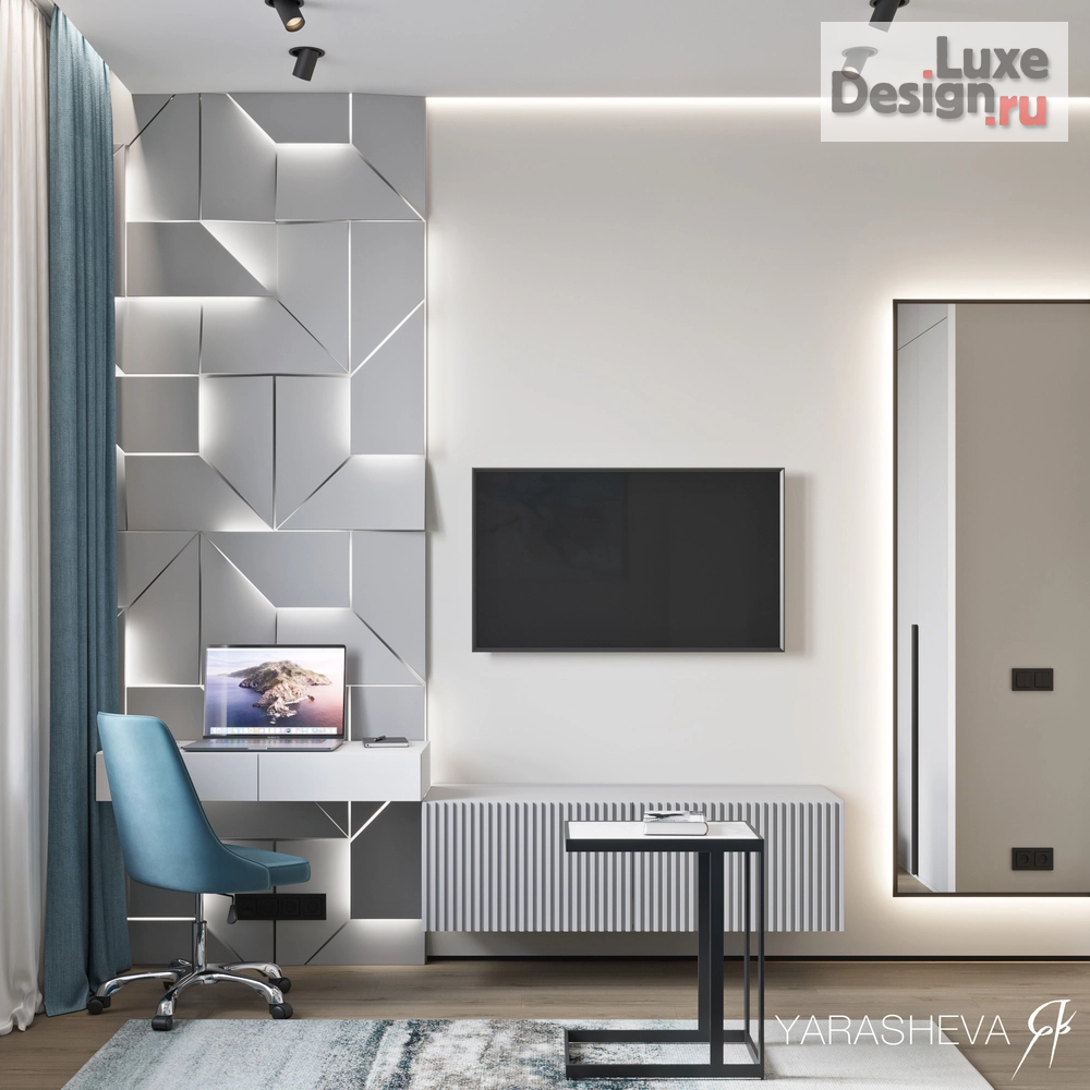 Дизайн интерьера кабинета "Дизайн интерьера кабинета в ЖК Fresh (Фреш) от Yarasheva Studio Design" (фото 2)
