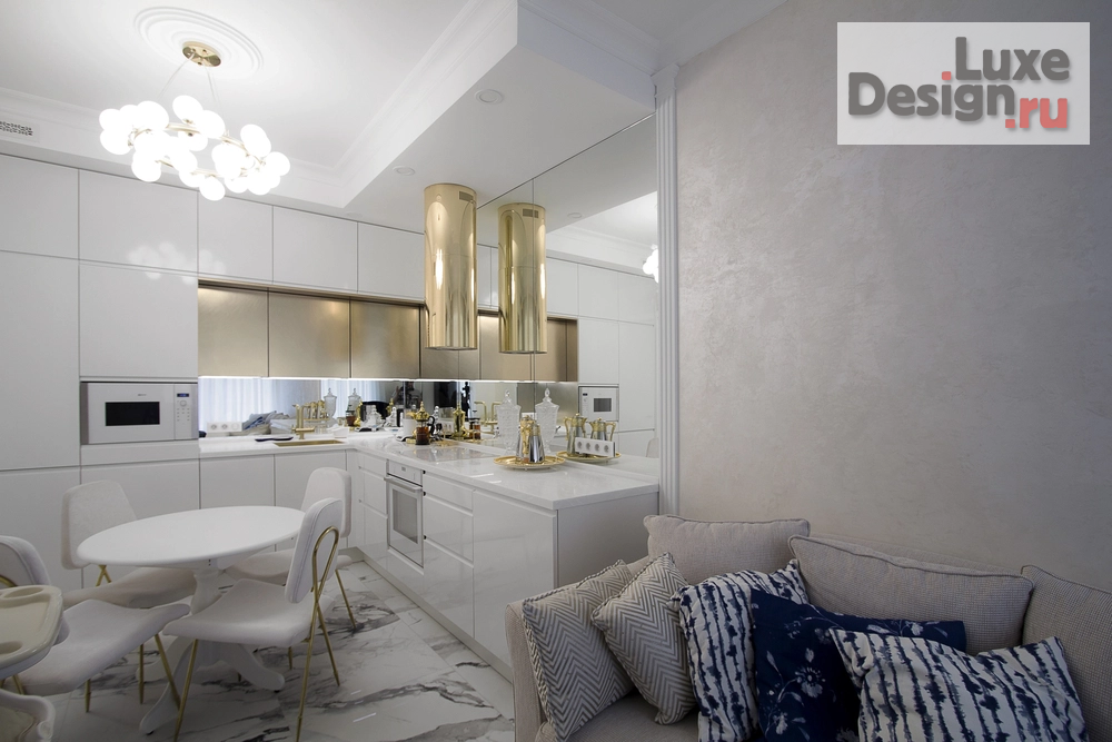 Дизайн интерьера трехкомнатной квартиры "Квартира " Мрамор и Золото"" (фото 14)