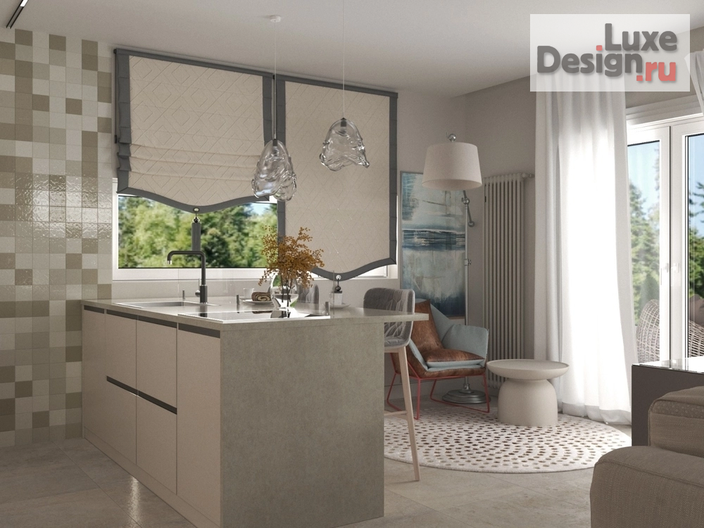 Дизайн интерьера коттеджа "Современная эклектика" (фото 9)