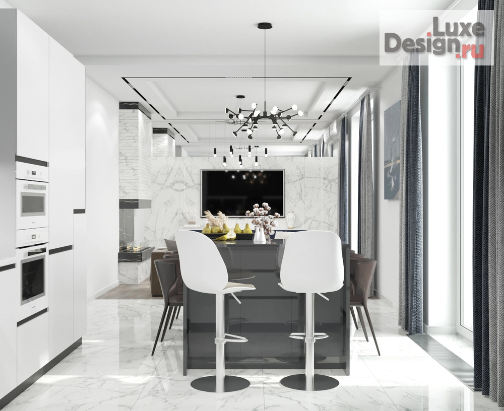 Дизайн интерьера частного дома "Сквер" (фото 4) от дизайнера Грушева Мария Алексеевна Дизайн интерьера частного дома "Сквер" (фото 4)