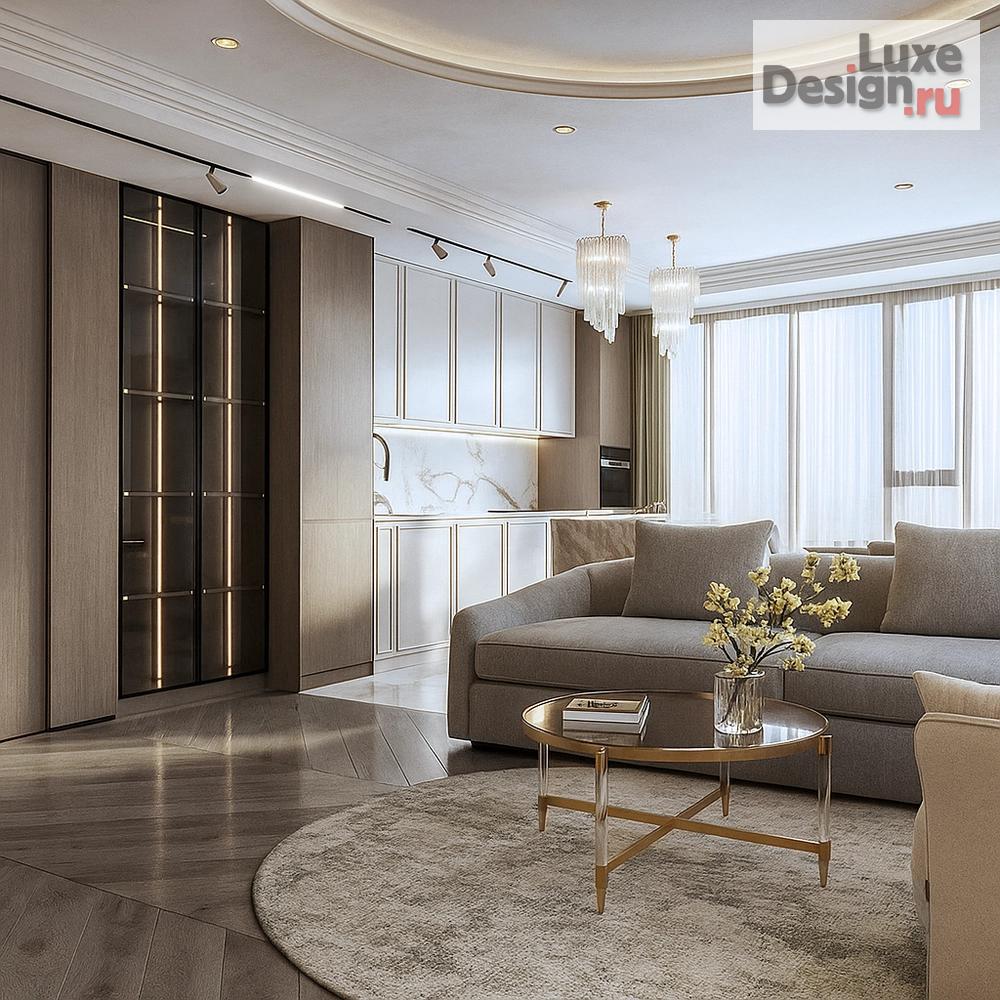 Дизайн интерьера трехкомнатной квартиры "Трехкомнатная квартира в ЖК Sky House" (фото 2)