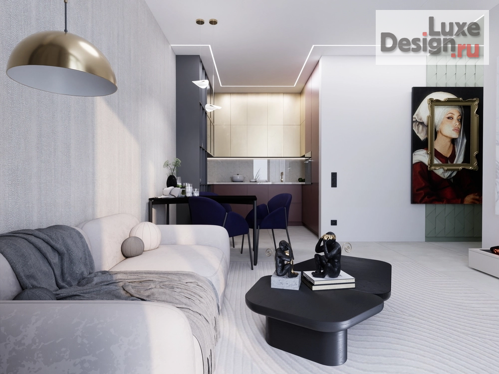 Дизайн интерьера трехкомнатной квартиры "ЖК Гранд Империал. Квартира для сильной независимой женщины и её кота" (фото 2)