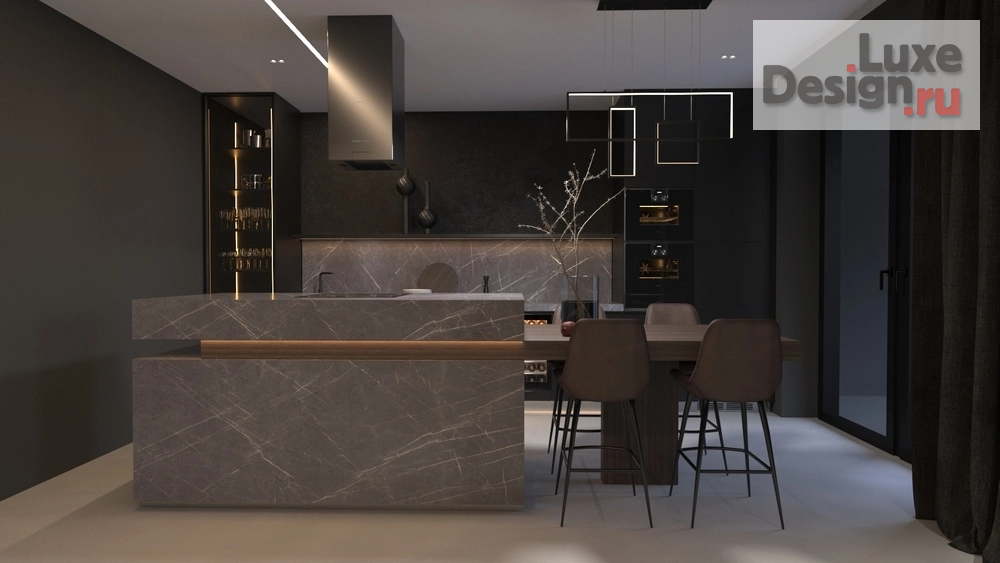 Дизайн интерьера двухкомнатной квартиры "Премиум Обсидиан" (фото 1)