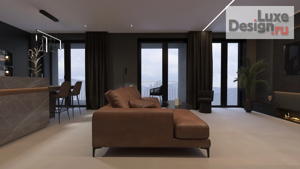 Дизайн интерьера двухкомнатной квартиры "Премиум Обсидиан" (фото 4)