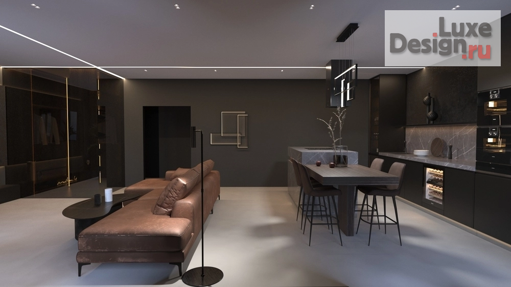 Дизайн интерьера двухкомнатной квартиры "Премиум Обсидиан" (фото 7)