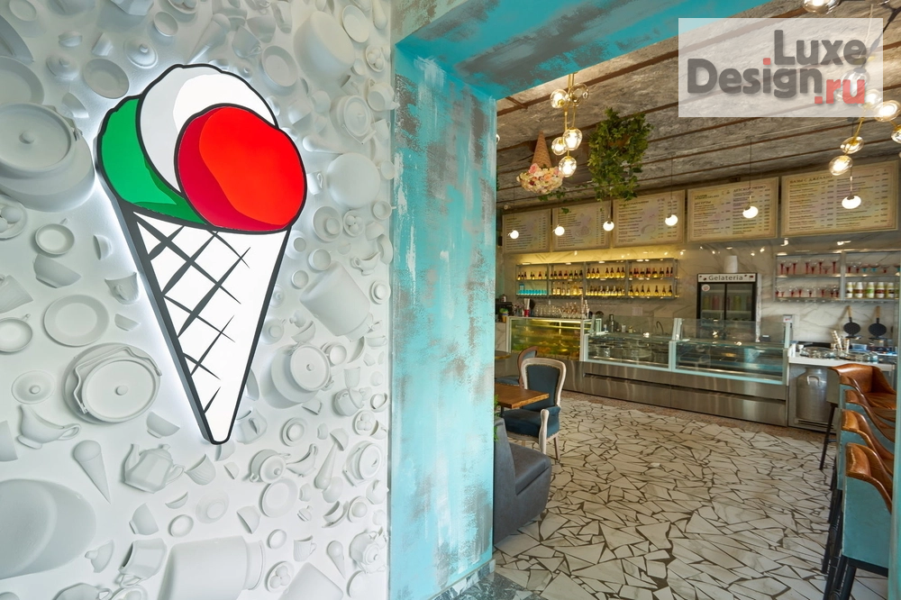 Дизайн интерьера кафе "Gelateria Рожок, г. Казань" (фото 9)