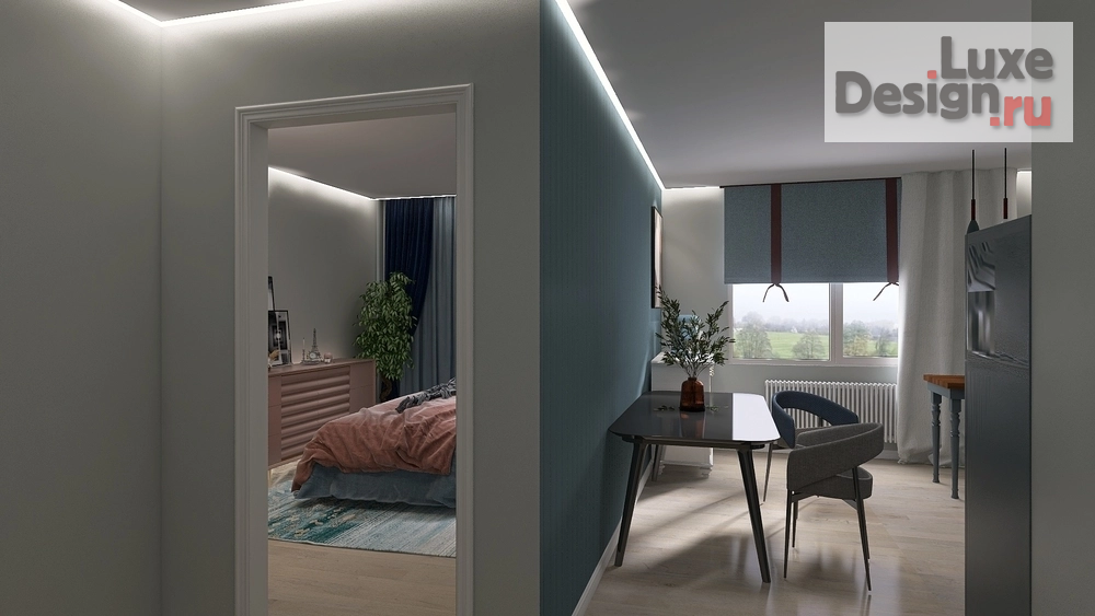 Дизайн интерьера однокомнатной квартиры "Однокомнатная квартира «ИНДИГО» " (фото 3)