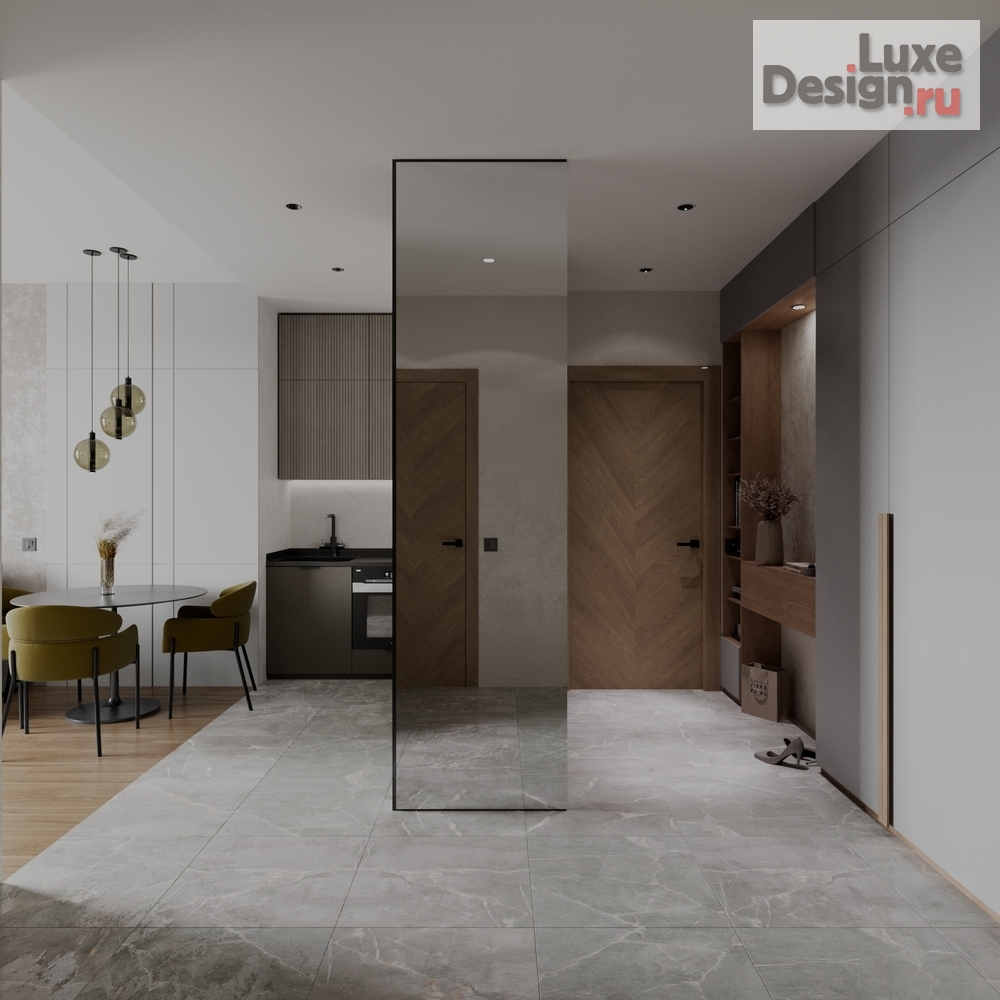 Дизайн интерьера двухкомнатной квартиры "Квартира для семьи из трёх человек" (фото 1)