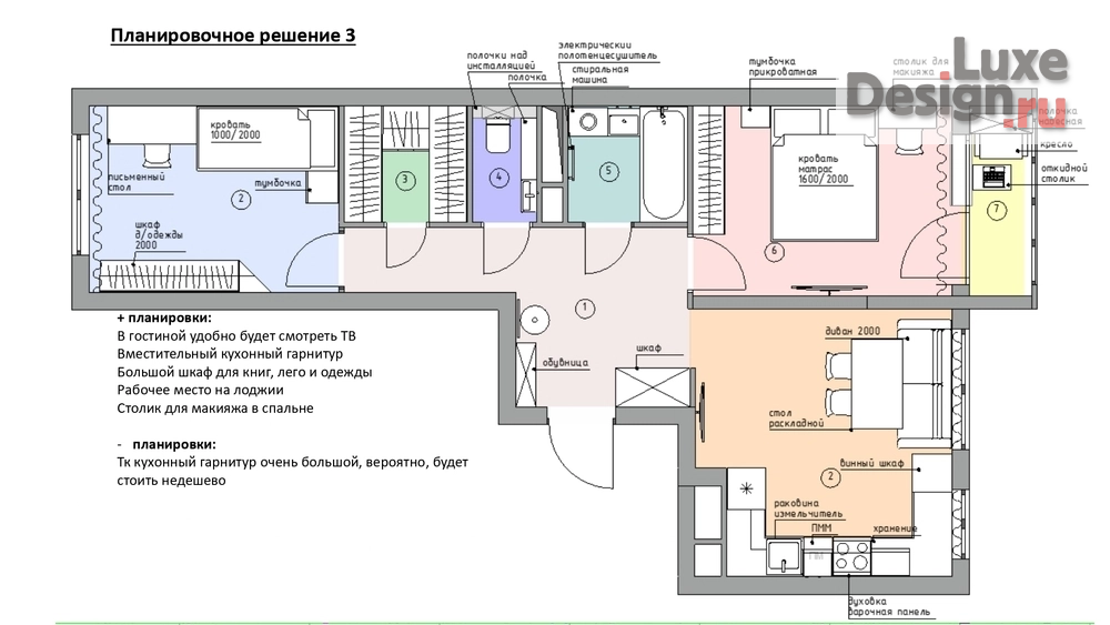 Дизайн интерьера трехкомнатной квартиры "Планировочные решения" (фото 7)