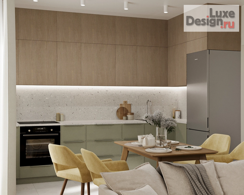 Дизайн интерьера гостиной "Яркий проект кухни-гостиной" (фото 2)