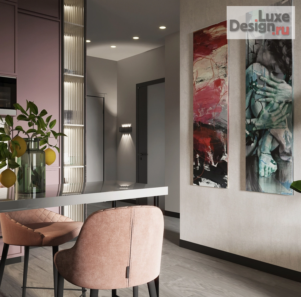 Дизайн интерьера двухкомнатной квартиры "Квартира для девушки" (фото 1) от дизайнера Чумарина Татьяна Алексеевна Дизайн интерьера двухкомнатной квартиры "Квартира для девушки" (фото 1)