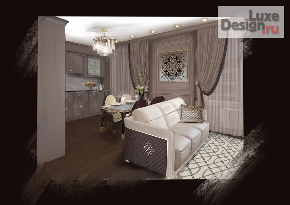 Дизайн интерьера трехкомнатной квартиры "Эскизный дизайн-проект" (фото 1)