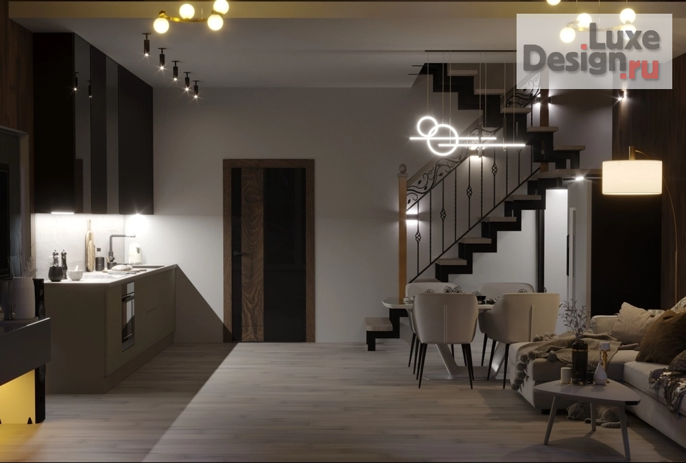 Дизайн интерьера загородного дома "Кухня-гостиная в загородном доме" (фото 6)