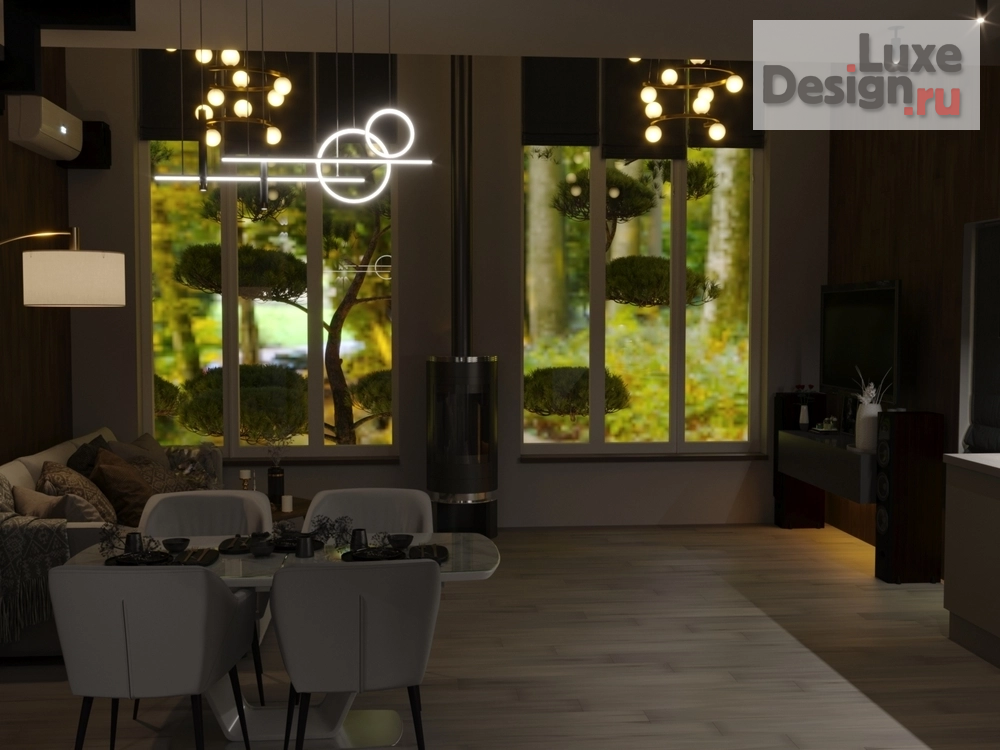 Дизайн интерьера загородного дома "Кухня-гостиная в загородном доме" (фото 9)