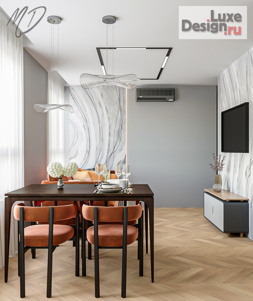 Дизайн интерьера трехкомнатной квартиры "Дымчатое настроение" (фото 3)