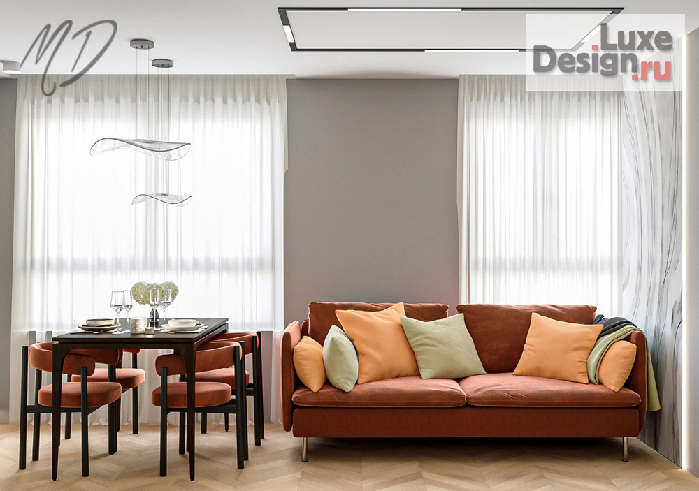 Дизайн интерьера трехкомнатной квартиры "Дымчатое настроение" (фото 1)