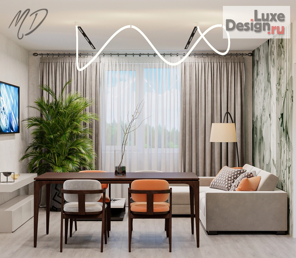 Дизайн интерьера гостиной "Кухня-гостиная" (фото 4)