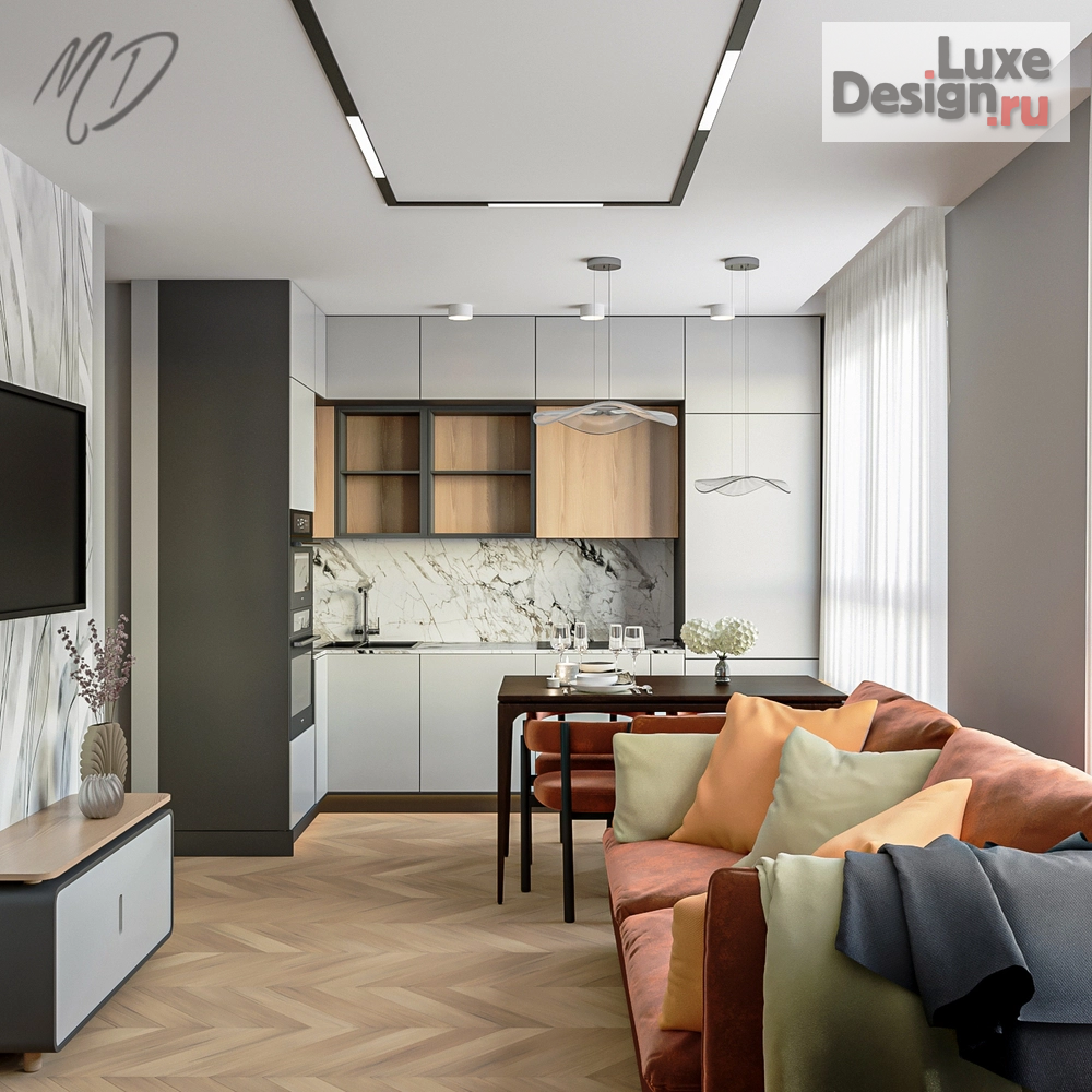 Дизайн интерьера трехкомнатной квартиры "Дымчатое настроение" (фото 2)