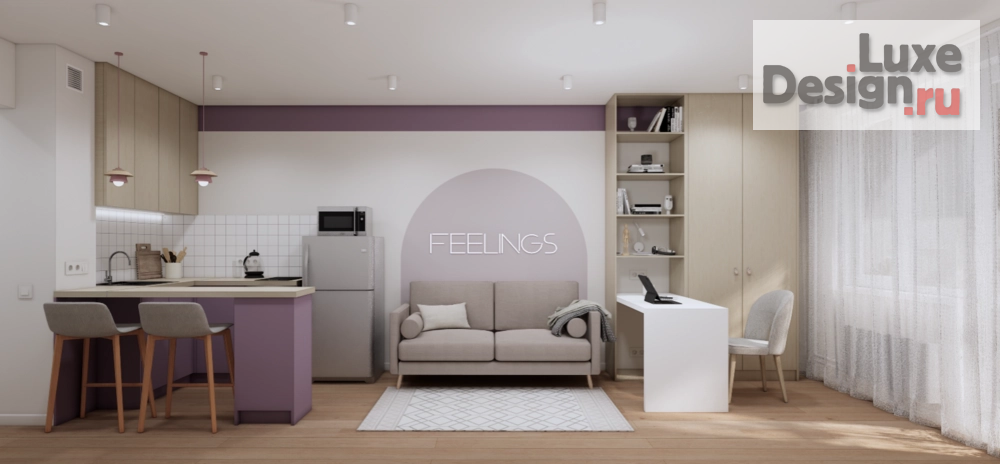 Дизайн интерьера однокомнатной квартиры "Студия 30 м2" (фото 2)