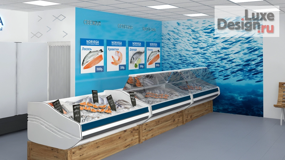 Дизайн интерьера супермаркета "NORVEGA магазин свежей рыбы и морепродуктов" (фото 4)