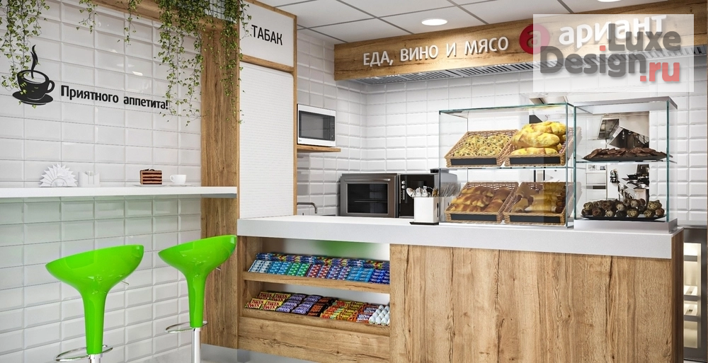 Дизайн интерьера супермаркета "ЕДА ВИНО И МЯСО магазин продуктов у дома" (фото 3)