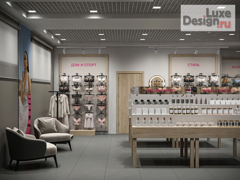 Дизайн интерьера торгового комплекса "Потрясающий,  дизайн магазина белья и косметики UMMA в Алматы" (фото 15)