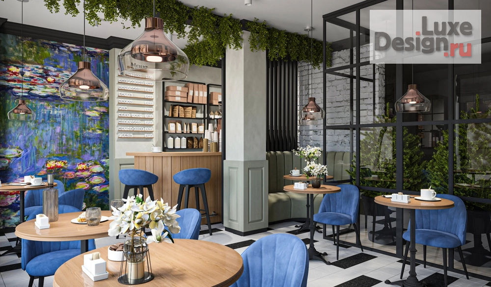Дизайн интерьера кафе "Дизайн Кофейни в Москве, как искусство. "Мане и Моне"" (фото 1)