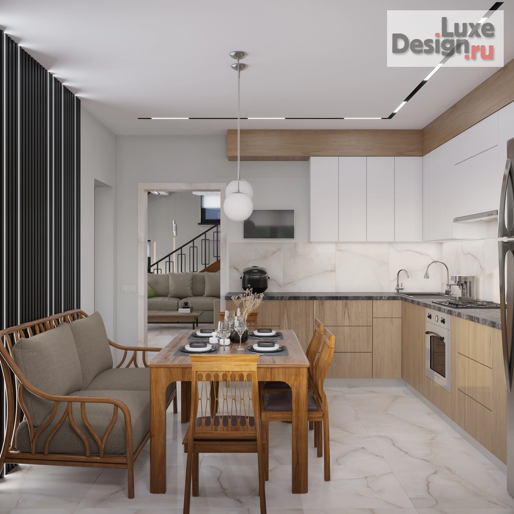 Дизайн интерьера коттеджа "Гармония стиля: идеальный баланс элегантности в дизайне коттеджа" (фото 5)