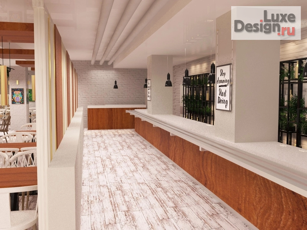 Дизайн интерьера ресторана "Интерьер ресторана-столовой в БЦ Большевик " (фото 3) от дизайнера Леонова Ирина Leone`s Design Дизайн интерьера ресторана "Интерьер ресторана-столовой в БЦ Большевик " (фото 3)