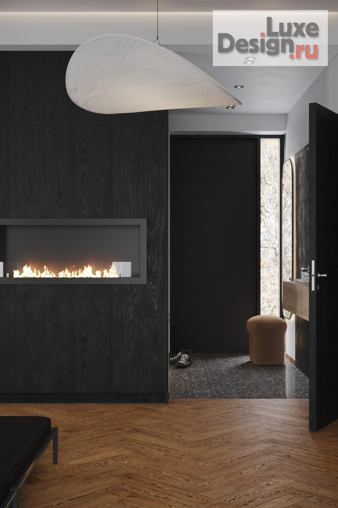Дизайн интерьера коттеджа "Интерьер рядного бокса в Эстонии - минимализм, тёмные тона и LED-подсветка" (фото 6)
