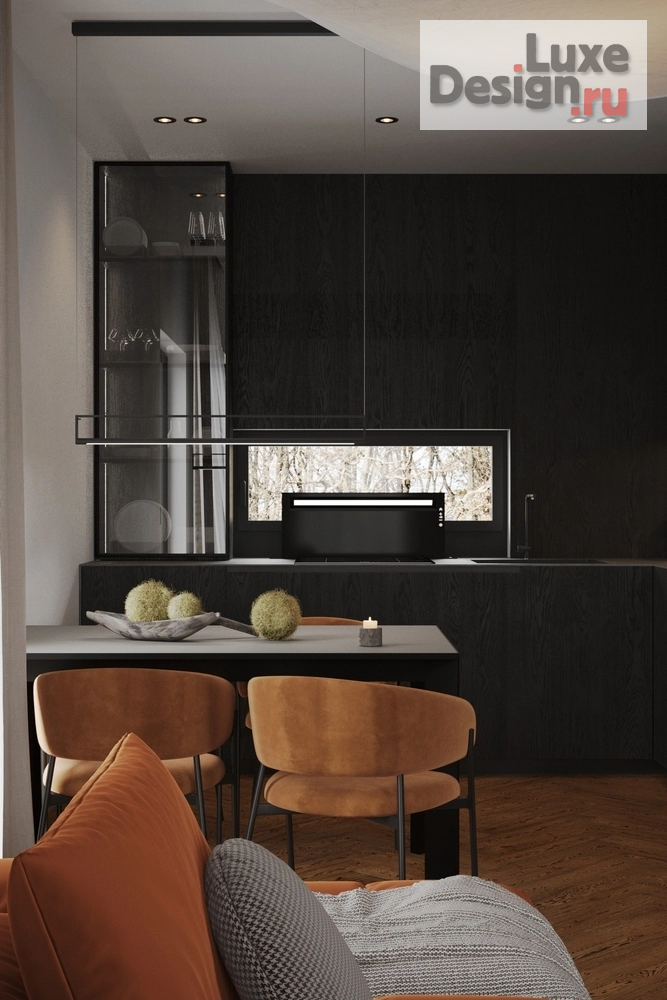 Дизайн интерьера коттеджа "Интерьер рядного бокса в Эстонии - минимализм, тёмные тона и LED-подсветка" (фото 8)