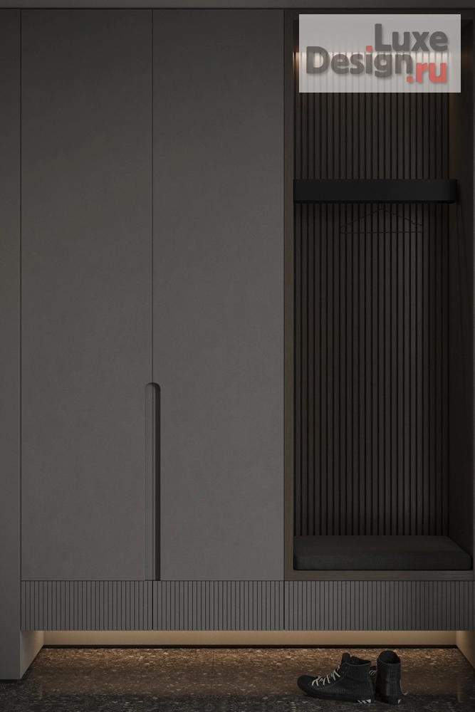 Дизайн интерьера коттеджа "Интерьер рядного бокса в Эстонии - минимализм, тёмные тона и LED-подсветка" (фото 17)