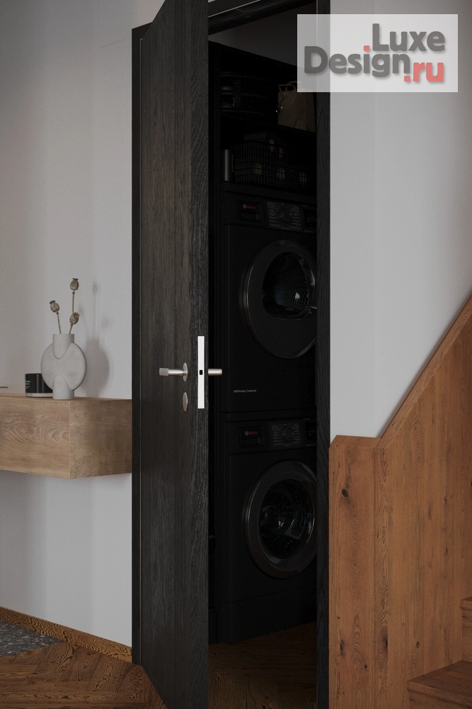 Дизайн интерьера коттеджа "Интерьер рядного бокса в Эстонии - минимализм, тёмные тона и LED-подсветка" (фото 19)