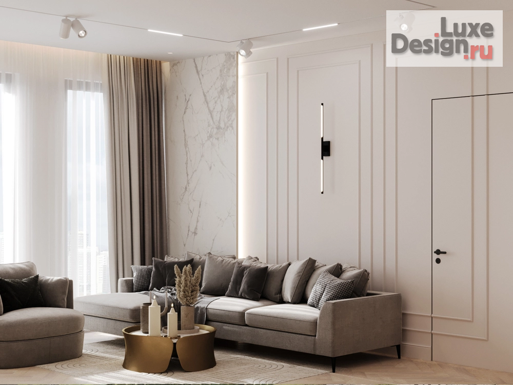 Дизайн интерьера трехкомнатной квартиры "POWDERY" (фото 2) от дизайнера Ткач Кристина Геннадьевна Дизайн интерьера трехкомнатной квартиры "POWDERY" (фото 2)