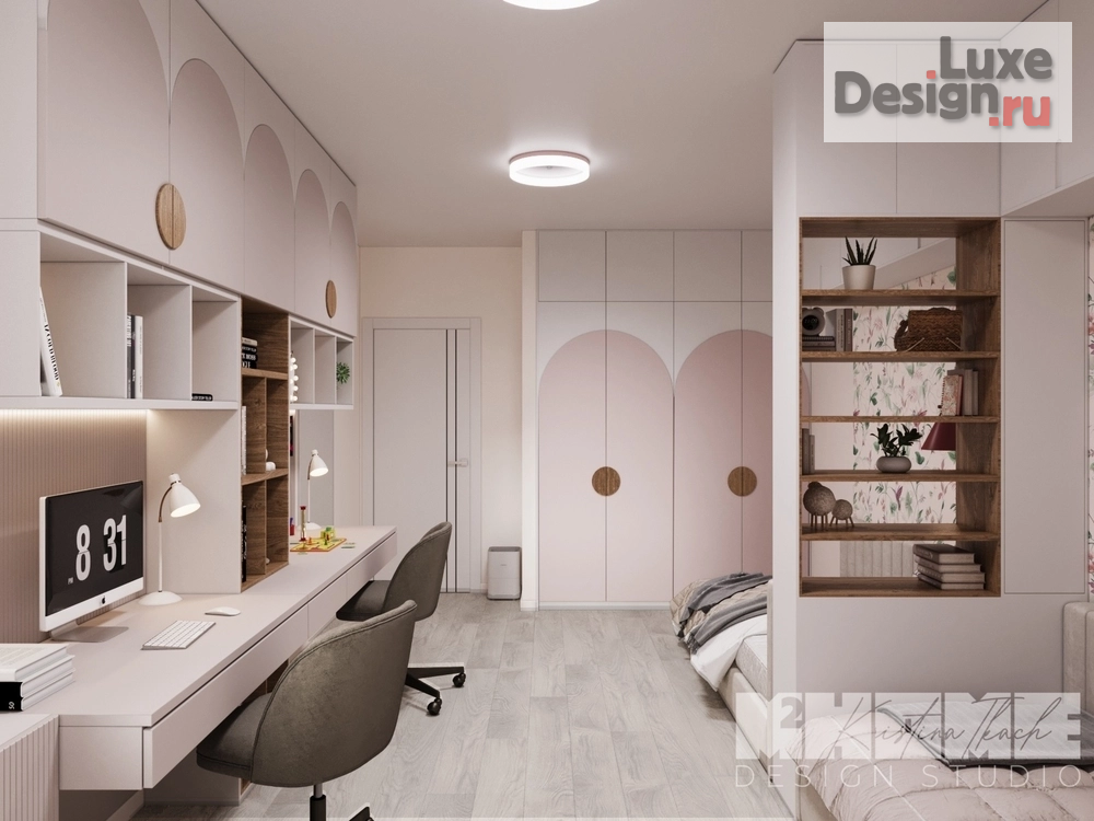 Дизайн интерьера трехкомнатной квартиры "ДЫМЧАТАЯ РОЗА" (фото 3)