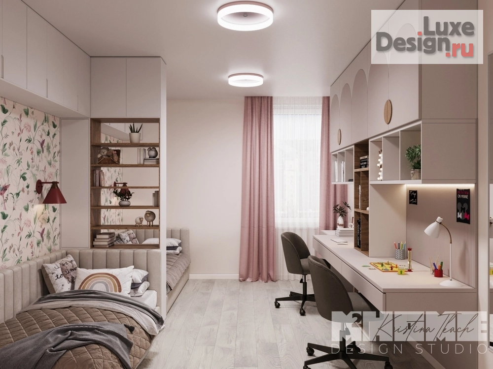 Дизайн интерьера трехкомнатной квартиры "ДЫМЧАТАЯ РОЗА" (фото 6)