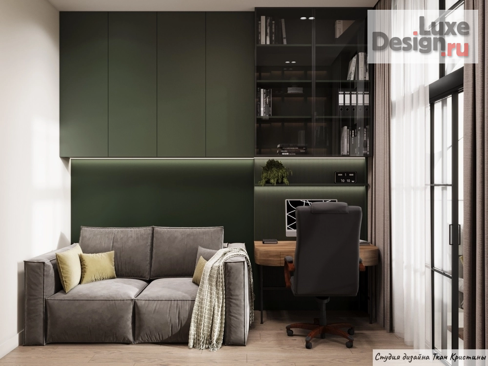 Дизайн интерьера квартиры "КВАРТИРА С ДЕВЕВЯННОЙ КАРТОЙ МИРА В КАБИНЕТЕ" (фото 10)