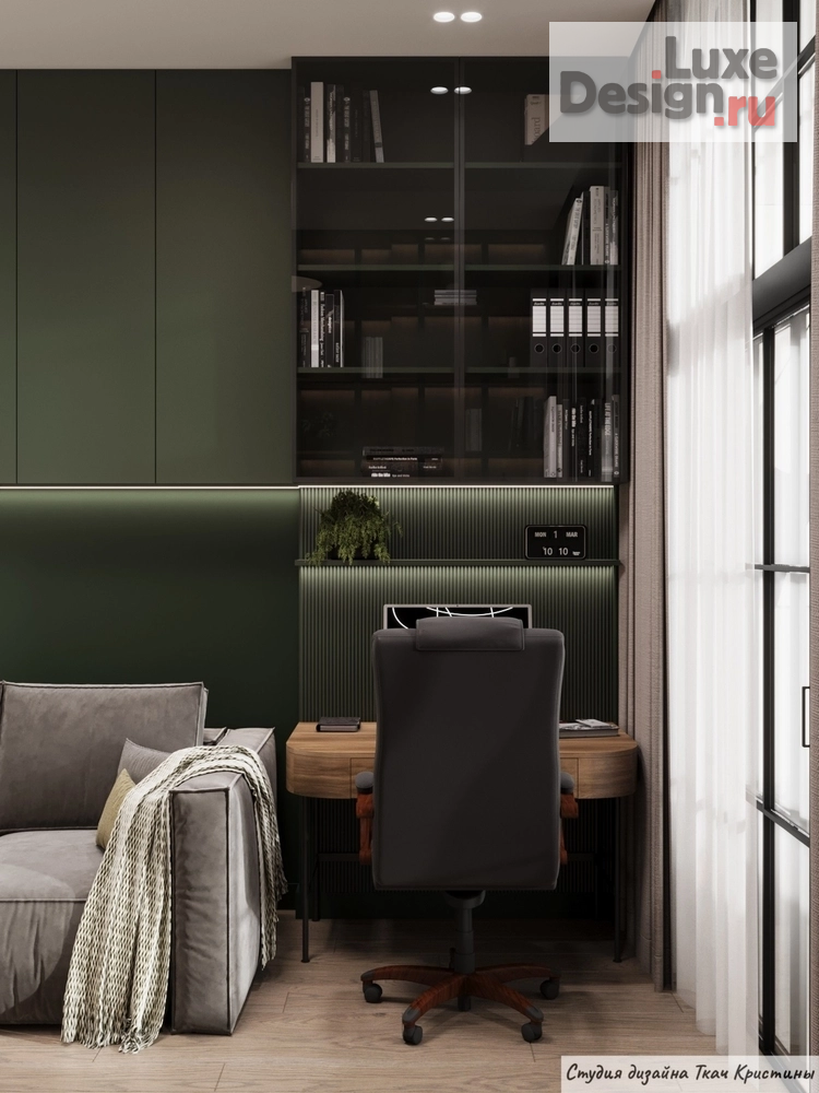 Дизайн интерьера квартиры "КВАРТИРА С ДЕВЕВЯННОЙ КАРТОЙ МИРА В КАБИНЕТЕ" (фото 13)