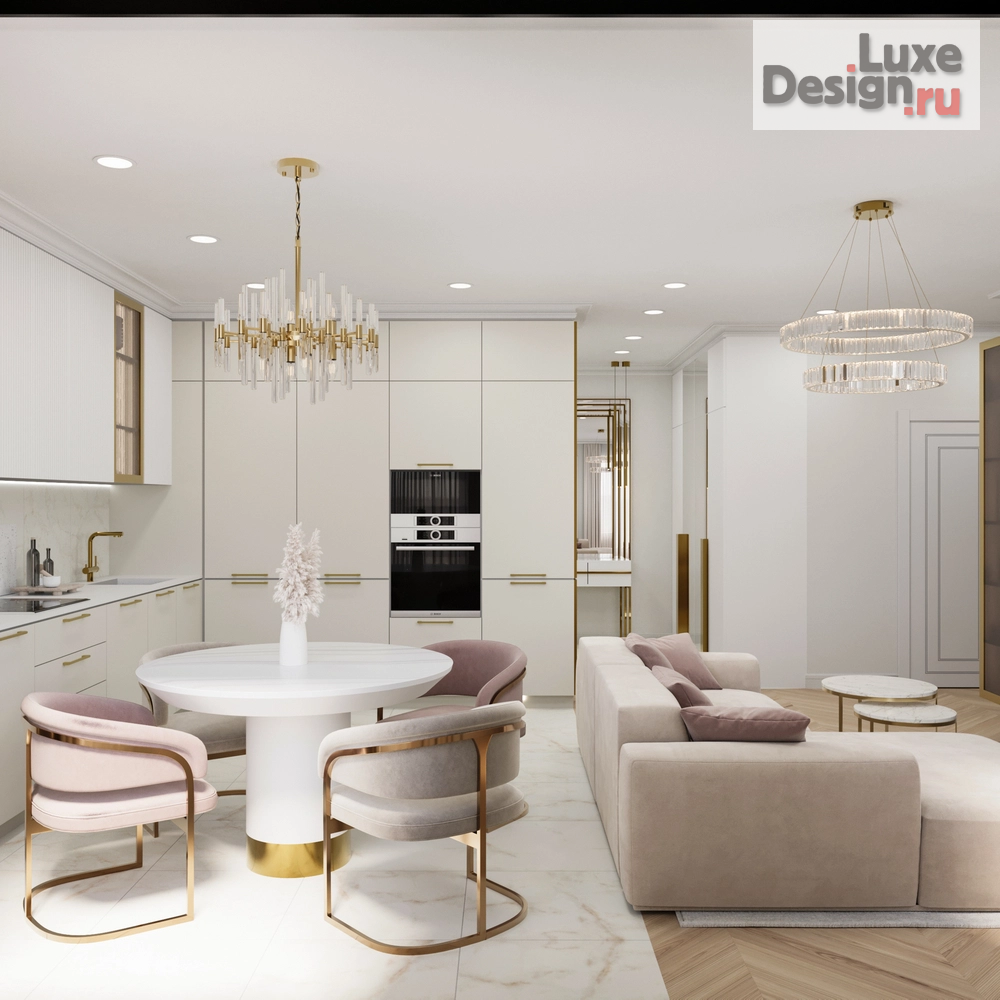 Дизайн интерьера четырехкомнатной квартиры "Проект квартиры в 99,2 м2 в неоклассике для молодой пары" (фото 3)