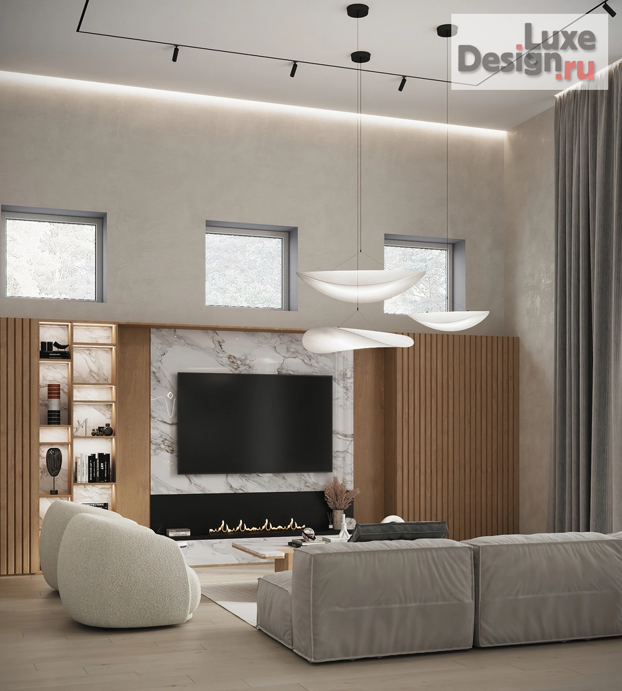 Дизайн интерьера загородного дома "Кухня гостиная  в современном стиле" (фото 9)