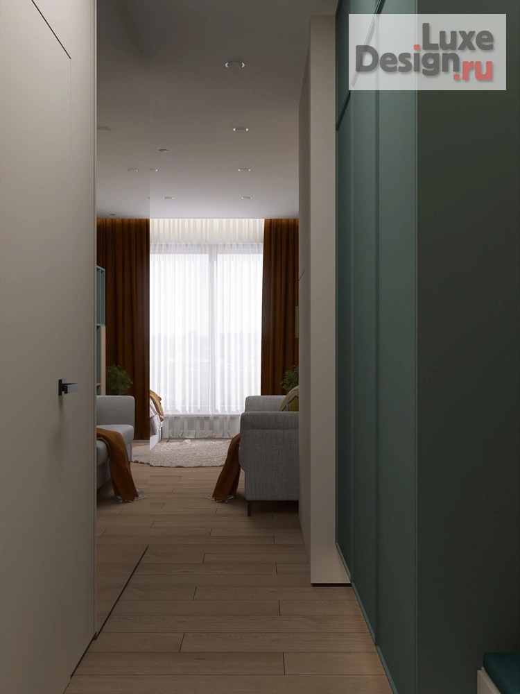 Дизайн интерьера квартиры студии "Сочная студия в природных оттенках в ЖК "Мята"." (фото 6) от дизайнера Ильницкая Наталья Дизайн интерьера квартиры студии "Сочная студия в природных оттенках в ЖК "Мята"." (фото 6)